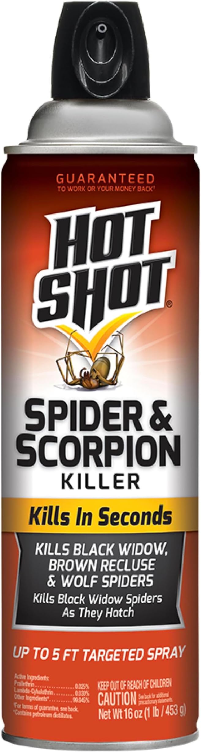 Hot Shot Spider & Scorpion Killer (Aerosol), Kills Large Spiders and Scorpions in Seconds, Including Black Widow, Brown Recluse and Wolf Spiders, 16 Ounces