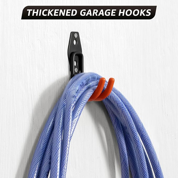 20 Pack Garage Hooks, Heavy Duty Steel Wall Mount Utility Hangers with Anti-Slip Coating for Hanging Bikes, Ladders, Power Tools, and Garden Equipment