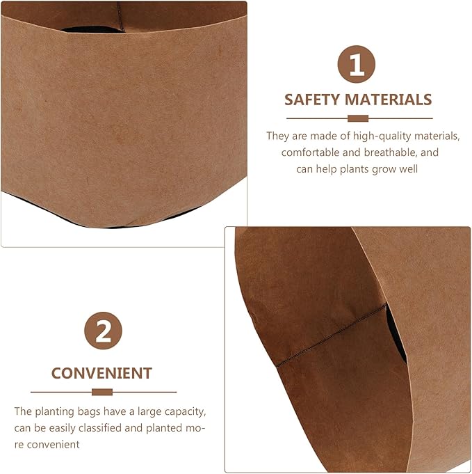 BESPORTBLE 2pcs 40 Gallon Non-Woven Plant Growing Bags with Handles, Thick Breathable Planting Pouches for Vegetable and Root Gardening, Sturdy Nursery Grow Bags for Outdoor Patio and Lawn