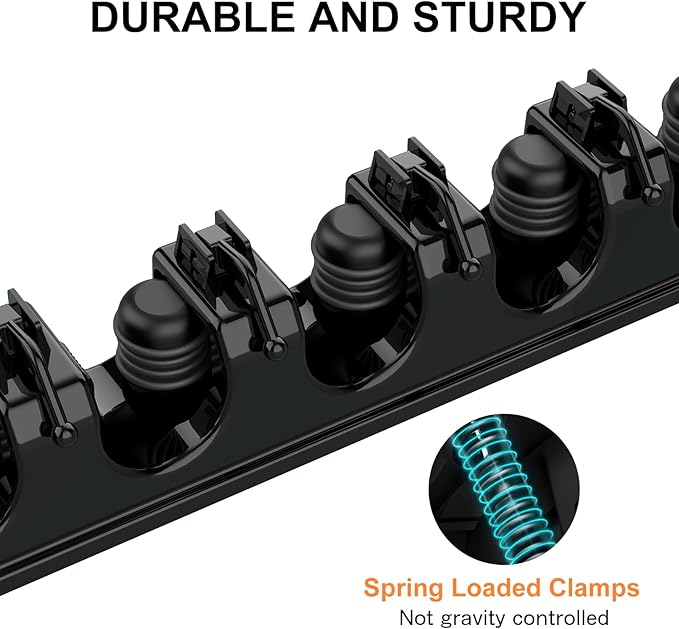 nacena Broom Holder Wall Mount, 2 Packs broom and mop organizer wall hanging broom and mop organizer wall hanging with 5 Ball Slots and 6 Hooks (Black)