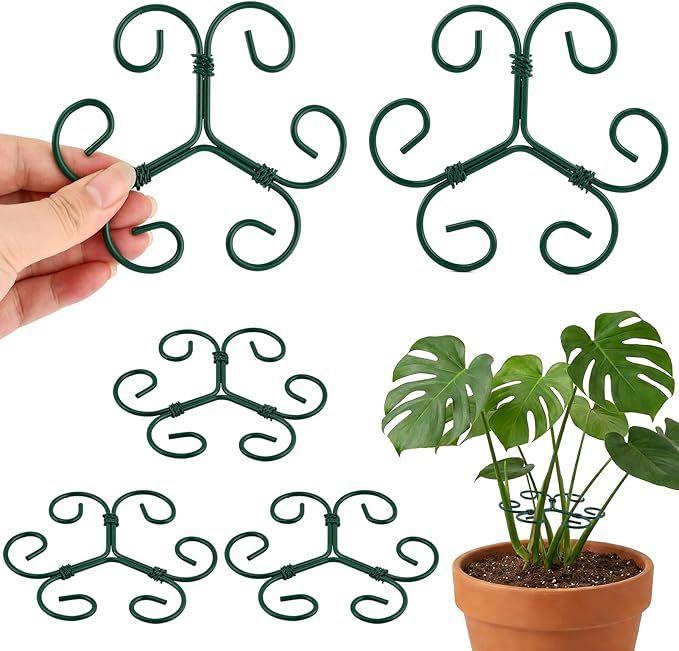 5 Pack Plant Stem Support Set, Reusable Iron Plant Stakes for Indoor Plants, Plant-Support-Stakes for Thriving Growth(Color:Green)