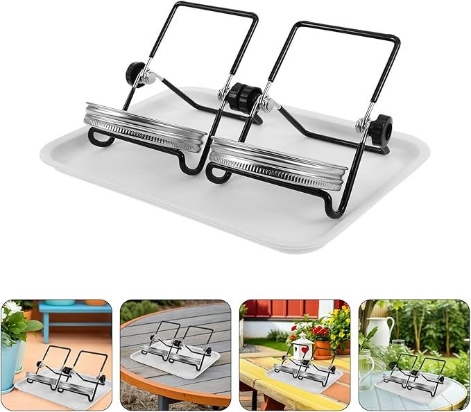 Sosoport 2 Sets Stainless Steel Sprouting Mesh Kit for Wide Mouth Mason Jars with Stand and Tray, Seed Germination Lid Set for Kitchen Sprouts Growing, Metal Screen Sprout Accessories