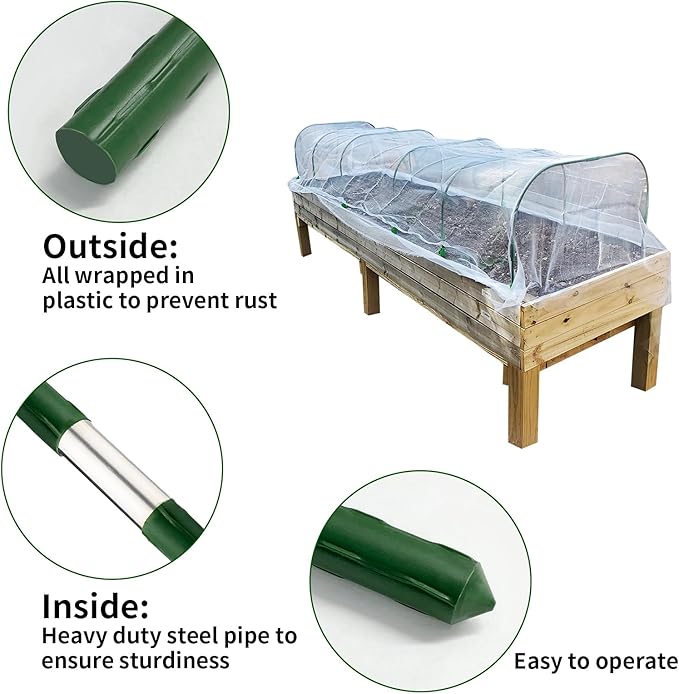Garden Netting Kit for Raised Beds, 8x40ft Ultra Fine Mesh Netting & 10 Sets Garden Hoops with Clips, Row Cover Net Protection Plant Covers Set for Greenhouse Vegetable Fruits Flowers Barrier