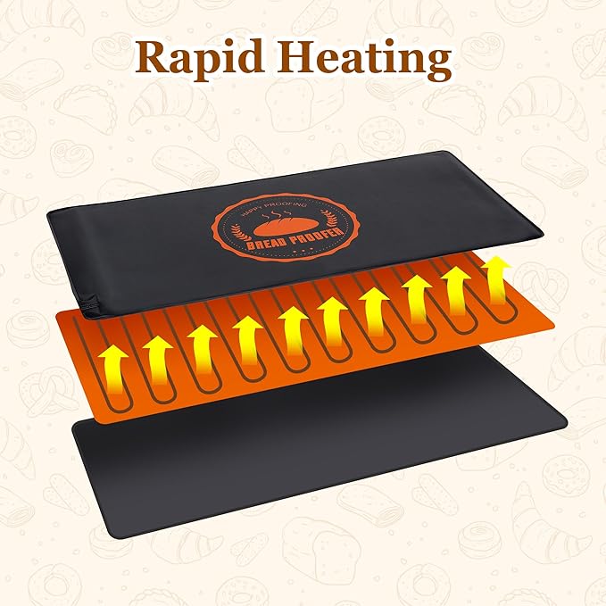 Bunmery Bread Proofing Mat 2 Pack, Sourdough Warming Mat, Sourdough Starter Warmer with Thermostat Temperature Control, Dough Proofer Heating mats for Home Kitchen Baking Food(10.6" x 21.6")
