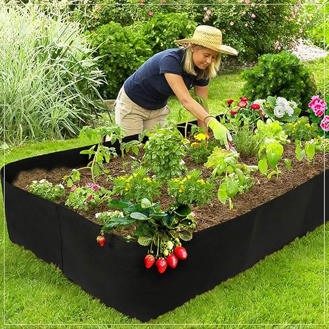 Fabric Raised Garden Bed, 128 Gallon 3 Grids Rectangle Garden Grow Bags, 3x6 FT Breathable Planter Raised Beds for Growing Vegetables Flowers Herb, Raised Planters for Outdoor Plants