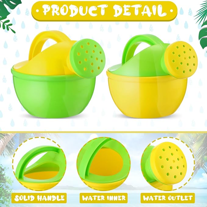 Sosation 12 Pieces Watering Can for Kids Bath Buckets Toys Play Sand Toys Plastic Small Watering Pot with Handles for Childrens Gardening Tools Beach Playing Sand(Vivid Style)