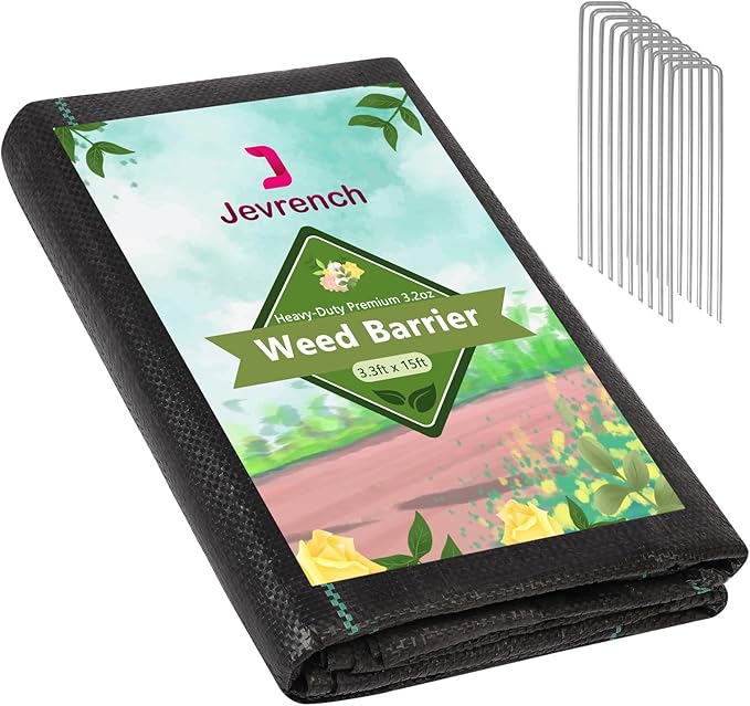 3.2oz Weed Barrier Landscape Fabric Heavy Duty, 3.3ft x 15ft Premium Garden Landscaping Fabric, Ground Cover Weed Control Fabric Outdoor Weed Mat Garden Lawn Fabric