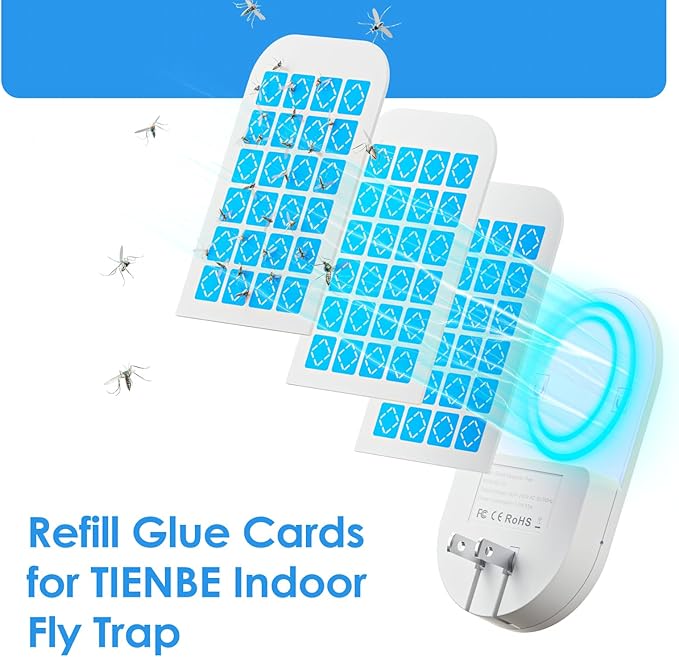 12 Pack Magnetism Glue Cards TIENBE Indoor Plug-in Fly Trap Refill Pack for TIENBE Indoor Fly Trap