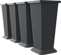 Set of 4 24" Tall Plastic Planters with Trays, Large Tapered Plant Pots for Indoor Outdoor Use, Modern Decorative Planters for Porch, Patio, Garden, and Backyard