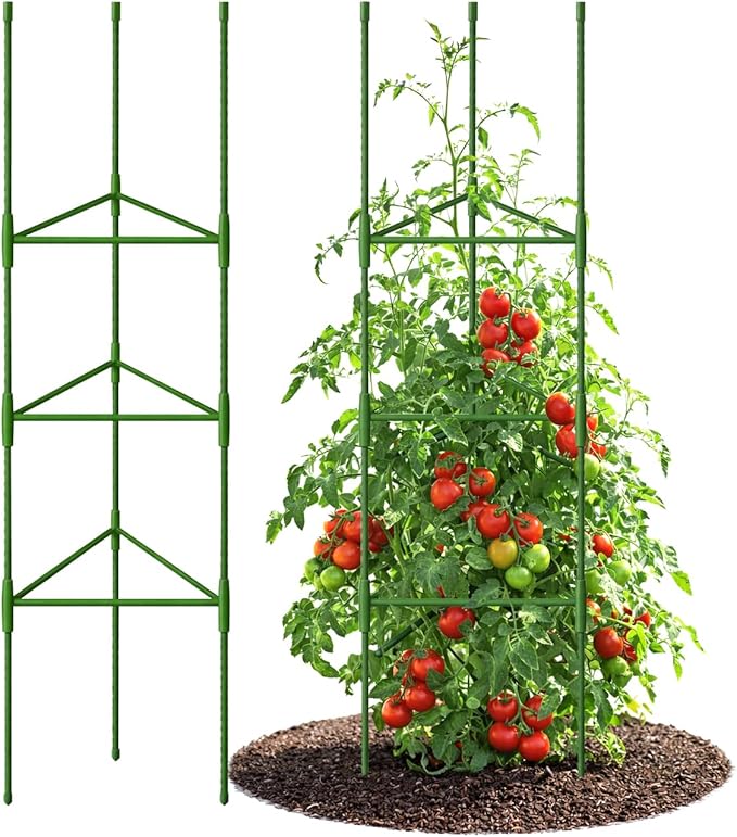 Growsun 51 inch Tomato Cage Heavy-Duty Plant Support Cucumber & Vine Vegetables – Adjustable Green Metal Garden Trellis for Climbing Plants, Indoor & Outdoor Use, 1 Pack