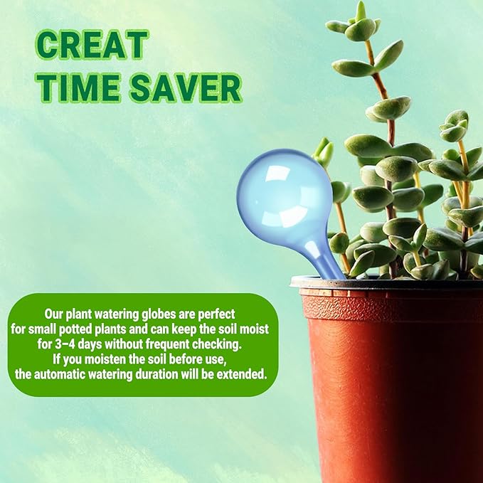 2 Pack Small Self-Plant Watering Globes – Automatic Plant Waterer Bulbs, Plant Watering System for Indoor and Outdoor Potted Houseplants, Plant Watering Devices (Blue, Small Size)