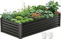 DWVO 6 x 3 x 1.5 FT Raised Garden Bed Kit, Outdoor Galvanized Flower Bed with Gloves, Large Metal Planter Box for Vegetables, Flowers, Herbs, Fruits, Black