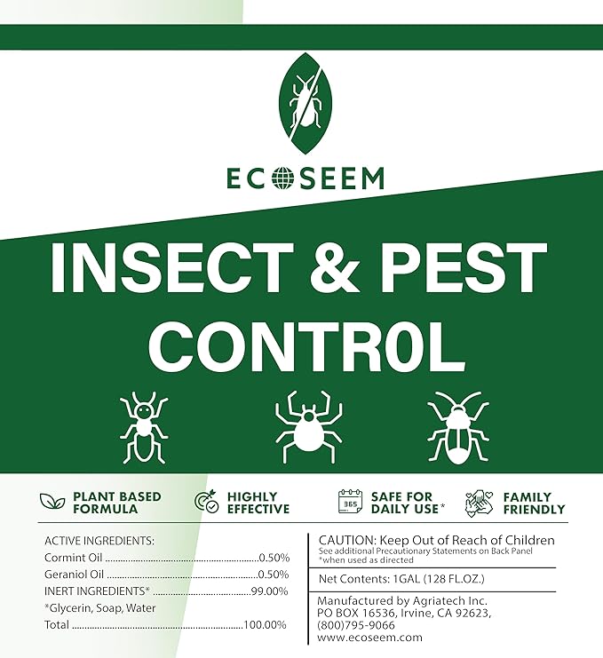 Insect & Pest Control Spray – Natural Essential - Bug Killer & Insect Repellent, Kills Ant, Spiders, Bed Bugs, Carpet Beetles, Roaches- Safe for Pets & Family, Indoor & Outdoor Use 1 Gallon