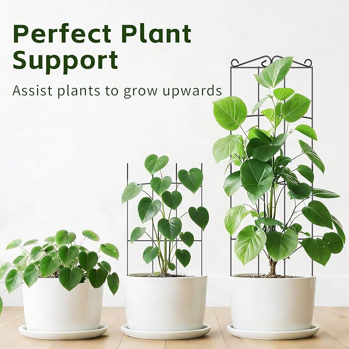 Trellis for Climbing Plants Indoor, 4 Pack 31'' Metal Plant Trellis Indoor for Potted Plants, Sturdy Plant Support Outdoor for Ivy Pothos Monstera Hoya Flower Vine, Rectangular Shape