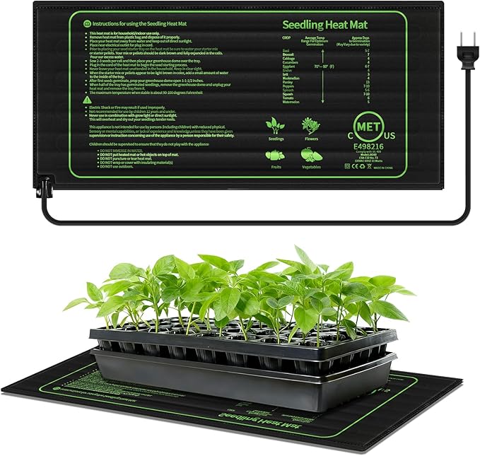 SYSAI 25°F Warm Boost Heat Mat, 21"x10" Waterproof Seedling Heat Pad for Faster Germination, Seed Starting, Hydroponic & Indoor Gardening, IP67