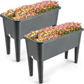 Yungyan 2 Pcs Self Watering Raised Garden Bed with Water Level Indicator, 13.2 Gallon Elevated Plastic Planter Box for Vegetables, Herbs, Flowers, Outdoor, Indoor(Gray,2 Pcs)