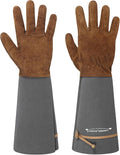 HLDD HANDLANDY Long Gardening Gloves for Women Men - Leather Rose Pruning Gloves Thorn Proof - Breathable Working Glove