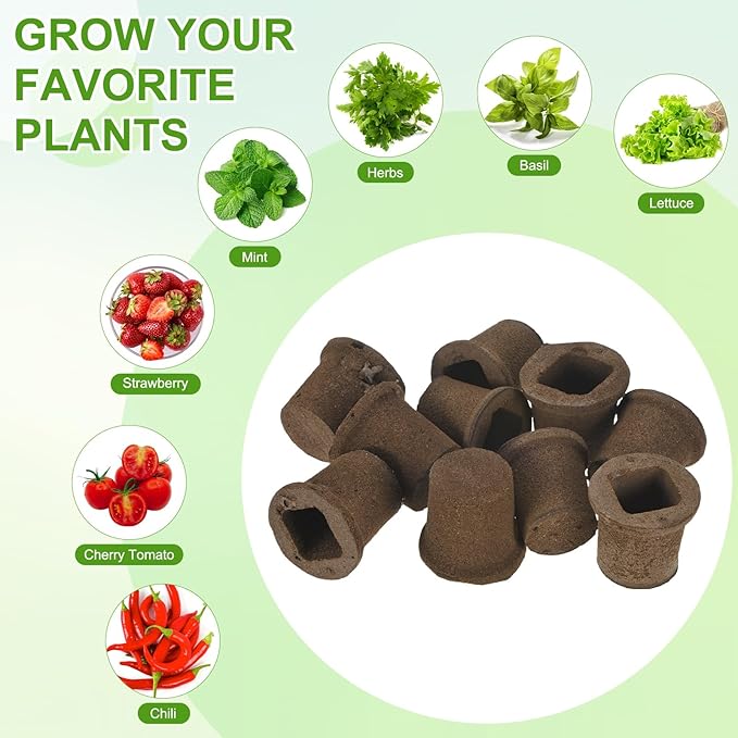 M METERXITY 10-Pack Grow Sponges, 2.2x1.6x2 Inch Replacement Root Growth Sponges Seed Pods for Plant Rooting/Seed Germination/Hydroponic Gardens System Supplies, Starter Plug for Seeds