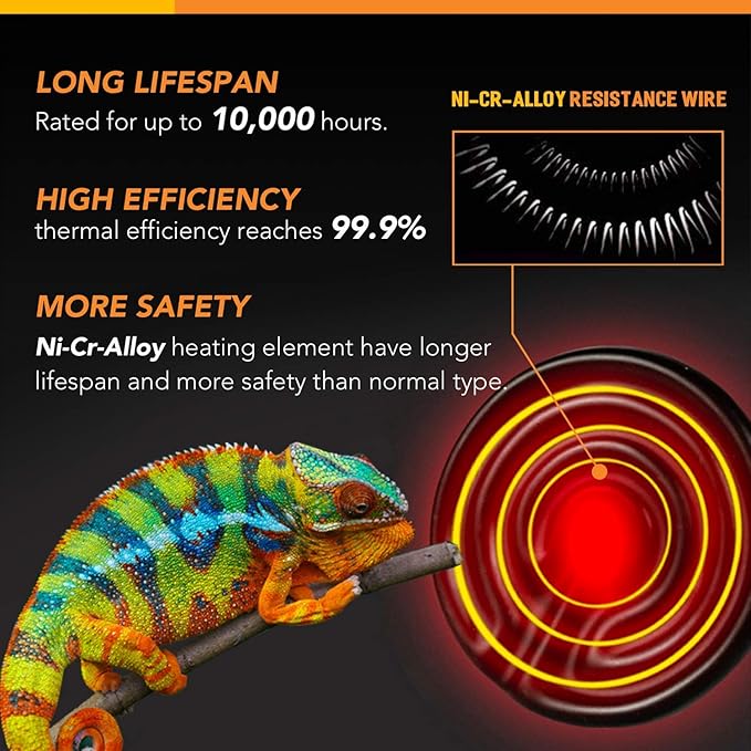 Simple Deluxe 150W Reptile Heat Bulb and 40-108 Degrees Fahrenheit Digital Thermostat Controller Included, for Amphibian Pet & Incubating Chicken, Black