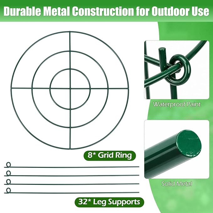 Peony Cages and Supports 8 Pack, 11.5 x 20 Inch Heavy Duty Plant Support Cage Set for Peonies, Roses & Tomatoes – Garden Stakes & Plant Cages for Outdoor Plants (8 Pack, 11.5 x 20 Inch)