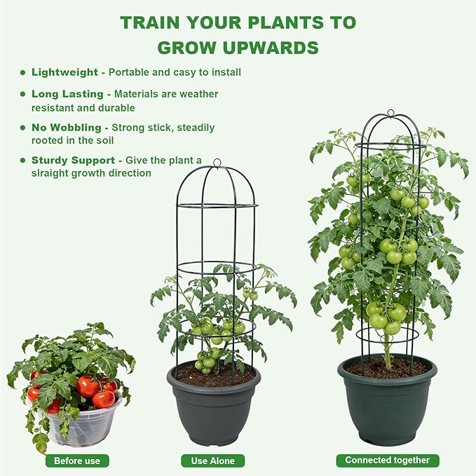 Garden Obelisk Trellis for Climbing Plants 5.7/4.5FT Heavy Duty Metal & Rustproof Plant Climbing Support for Garden Indoor Outdoor Potted Plant Flowers Fruits Vegetable Vines (5.7FT / 2Pack)
