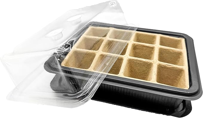 Seed Starter Trays, 12-Cell Kit with Humidity Dome, Reusable Seedling Germinating Plant Trays, 8 x 6 inches (3)