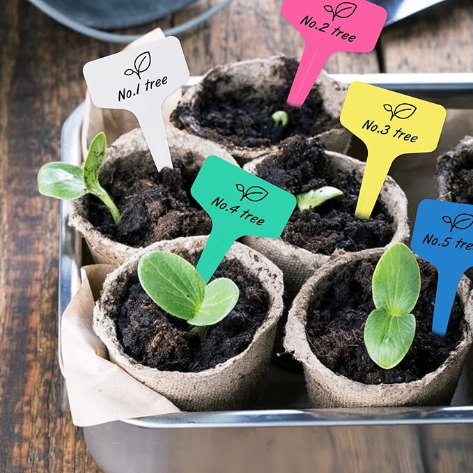 KINGLAKE GARDEN 200 Pcs Plant Labels,Garden Marker Vegetable Gardening Tags,T-Type Garden Seed Stake Tags for Outdoor Indoor Potted Plants with Permanent Marking Pen