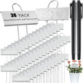 Maitys 38 Pcs Metal Garden Markers Plant Label Stakes Outdoor Weatherproof 10.6 Inch Stainless Steel Nursery Tags Bulk with Pens (Silver Label with Black Ink)