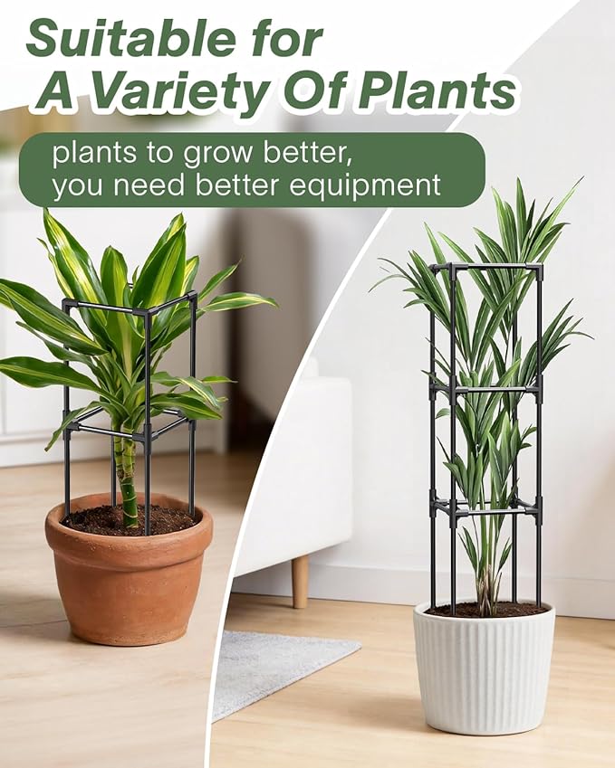 2PCS Dragon Fruit Trellis for Climbing Plants Indoor Outdoor, Heavy Duty Metal Adjustable Vertical Garden Support for Indoor Outdoor Potted Plants, Tomato, Cactus, Roses,Vines(10 * 10 * 47inch,2PC)