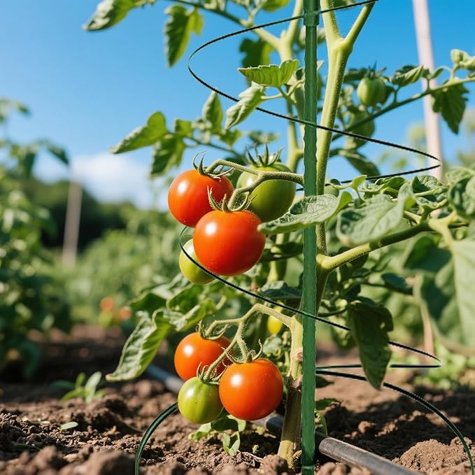 2 Pcs Tomato Cage Garden 53.6" Tall Metal Plant Cage Support Stretchable with Poles Stake Tomato Tower Garden Trellis for Vegetables Bean Climbing Plants Outdoor