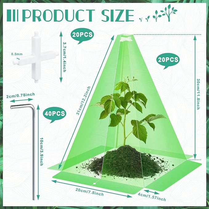 20 Packs 12"x 8" Garden Cloches for Plants,Plant Protectors from Animals,Plant Cages for Outdoor Plants,Plant Covers from Animals,Chicken Wire Cloche with Stakes for Protect Plants,Seedling,Vegetables