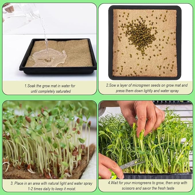1 Roll 10" x 180" Microgreens Growing Trays Jute Mat Kits, Hydroponic Planting Mat & Seed Germination Pad for Wheatgrass, Bean Sprouts, Hydroponic Seed Growing | Works with Growing Trays