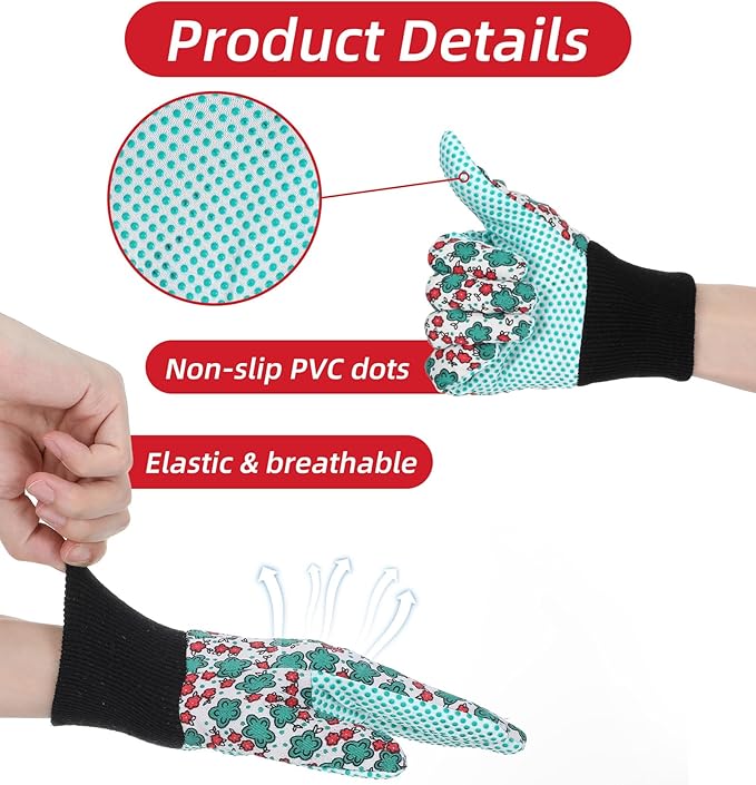 4 Pairs Small Garden Gloves for Women, Cotton Garden Gloves for Women (Multicolor)