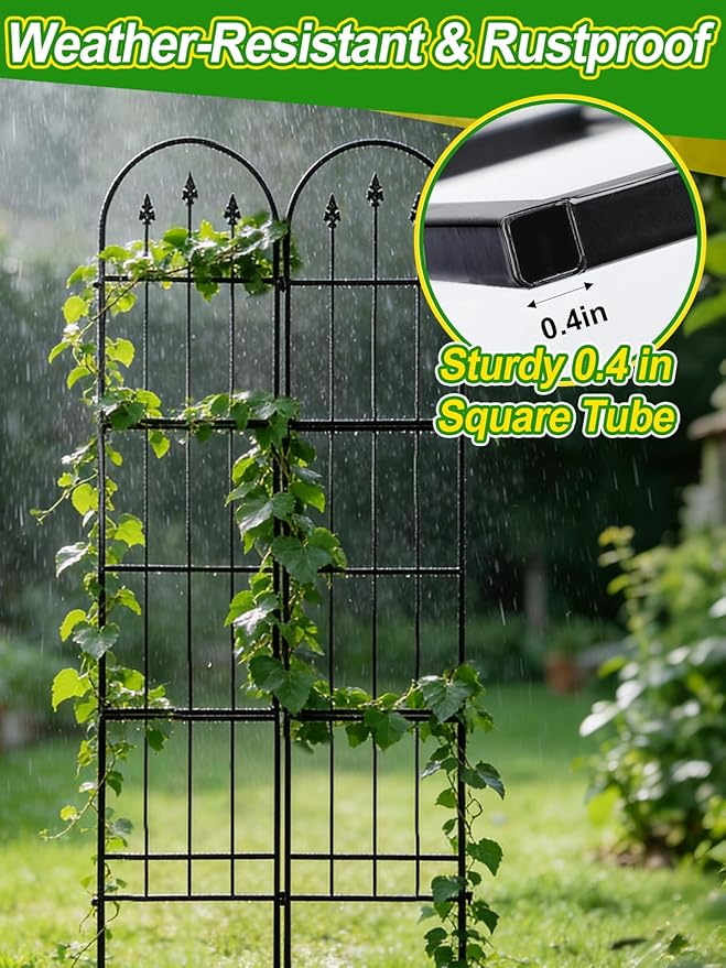 2 Pack Garden Trellis for Climbing Plants Outdoor - 16'' W x 71" H Large Rustproof Metal Plant Support Trellis, Decorative Panels for Climbing Rose, Clematis and Trumpet Vine