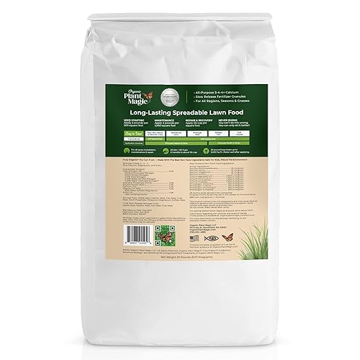 Organic Plant Magic - Truly Organic™ Slow Release Granular Lawn Fertilizer: Best Fertilizer for Grass, Bermuda, St. Augustine & Yard Care - Granules (20 Lb)