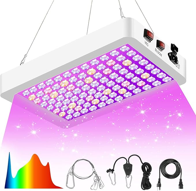 Upgraded LED Grow Lights, Grow Lights for Indoor Plants Full Spectrum, Hanging Seed Starting Seedlings Vegetable Growing Lamps, Super Bright 194 LEDs(Actual Power 40W)