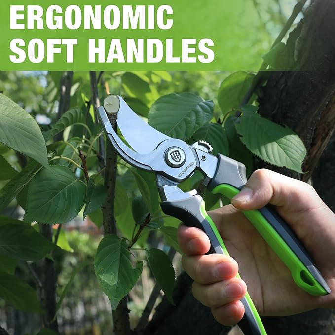 WORKPRO Garden Bypass Pruning Shears, 8.5" Pruning Scissors with CRV Integral Forged Blades, Garden Clippers Hand Tools for Cutting and Trimming Bonsai, Branch, Herb, Rose, Flower