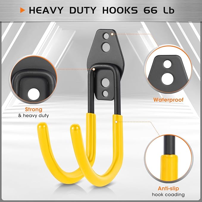Hose Hanger Wall Mount,Heavy Duty Hose Holder with Screws Metal Hose Hangers for Outside,Hose Rack Suitable for Garage,Garden and Yard,Yellow, 4pack
