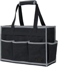 Tool Bag,Tool Pouch with 6 Pockets,Heavy Duty Waxed Canvas Garden Tool Bag Tool Case,16.5 x 7 x 12 Inch & Black
