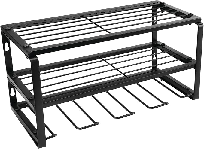 Performance Tool W7701 Power Tool Organizer Wall Mount - Hand Tool Storage Racks, Utility Racks, Drill Holder & More - 3 Tier Sturdy Iron 16" Cordless Tool Organizers
