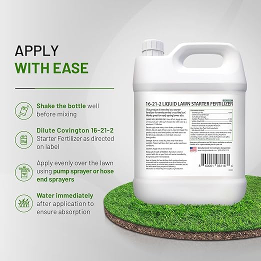 Covington ProLine 16-21-2 Liquid Lawn Starter Fertilizer (32 oz) – High Phosphorus Lawn Food for Seed, Sod & Spring Grass, New Turf – Concentrated Fertilizer for Strong Root Growth & Early Green-Up