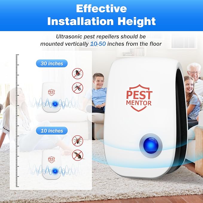 Ultrasonic Pest Repellent 10Pack, Electronic Pest Control Insect Repeller for Bugs,Rodents, Mosquitoes, Cockroaches, Spiders, Ants, Mouse Repellent Pest Control Device for Home Car Kitchen Bedroom
