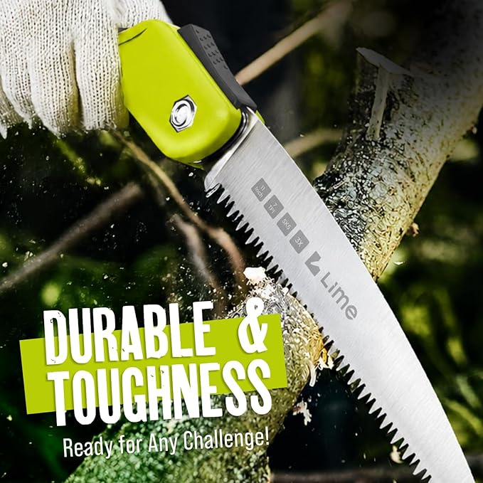 GROWIT Folding Camping saw 11 Inch - Heavy Duty Pruning Saw with Triple-Cut SK5 Blade, 7 TPI Razor Teeth for Tree Trimming, Wood Cutting, Camping, Bushcraft, and Gardening