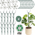 30Pcs Plant Stakes for Indoor Plants, Stackable Monstera Stake with Stem Supports & Garden Wire for Monstera, Pothos, Money Plant, Outdoor Plants