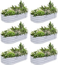 6 Pack 4x2x1ft Galvanized Raised Garden Bed Kit Oval Metal Ground Planter Box Outdoor Bottomless Planter Raised Beds for Vegetables Flowers Herbs Fruits, Gray