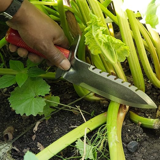 Kings County Tools Pro Gardening Knife - 12” Hori Hori Garden Knife with Sharp 7” Serrated Alloy Steel Blade and Hand Guard - Multipurpose Digging and Weed Puller Garden Tool - Gardening Tools
