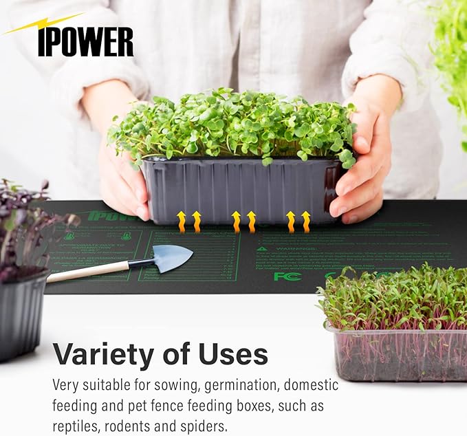 iPower Digital Heat Mat Thermostat Controller and 48" x 20.75" Carbon Film Seeding Warm Hydroponic Pad with Temperature Adjustable Knob