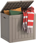 Waterproof Outdoor Storage Box, 30 Gallon Lockable Deck Box, UV-Resistant Outside Storage Bin With Hydraulic Lid For Patio Furniture, Cushion Organizer, Garden Tools, Pool Accessories (Grey