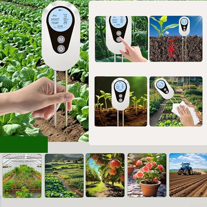 For Garden Lawn and Farm Soil Test Kit 4 in 1 with Soil Moisture Meter PH Meter Temperature and Sunlight Meter