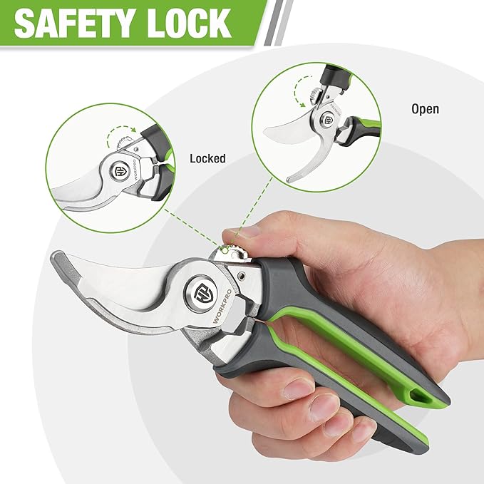 WORKPRO Garden Bypass Pruning Shears, 8.5" Pruning Scissors with CRV Integral Forged Blades, Garden Clippers Hand Tools for Cutting and Trimming Bonsai, Branch, Herb, Rose, Flower